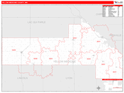 Yellow Medicine County Wall Map Red Line Style